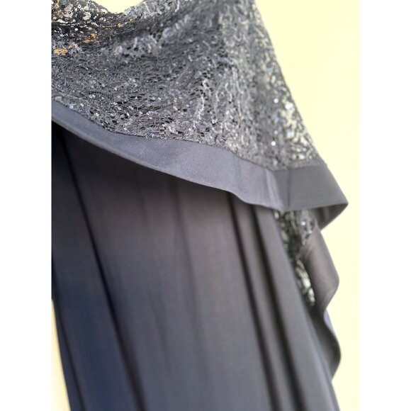 R&M Women’s Sequined Lace Cape Dress Size 16 Blue MOB Evening Holiday Glam - Picture 5 of 11